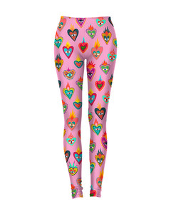 Mr. Gugu & Miss Go Pink Mexican Hearts Leggings Exotic Pink