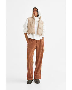 Wide Corduroy Trousers Light Brown