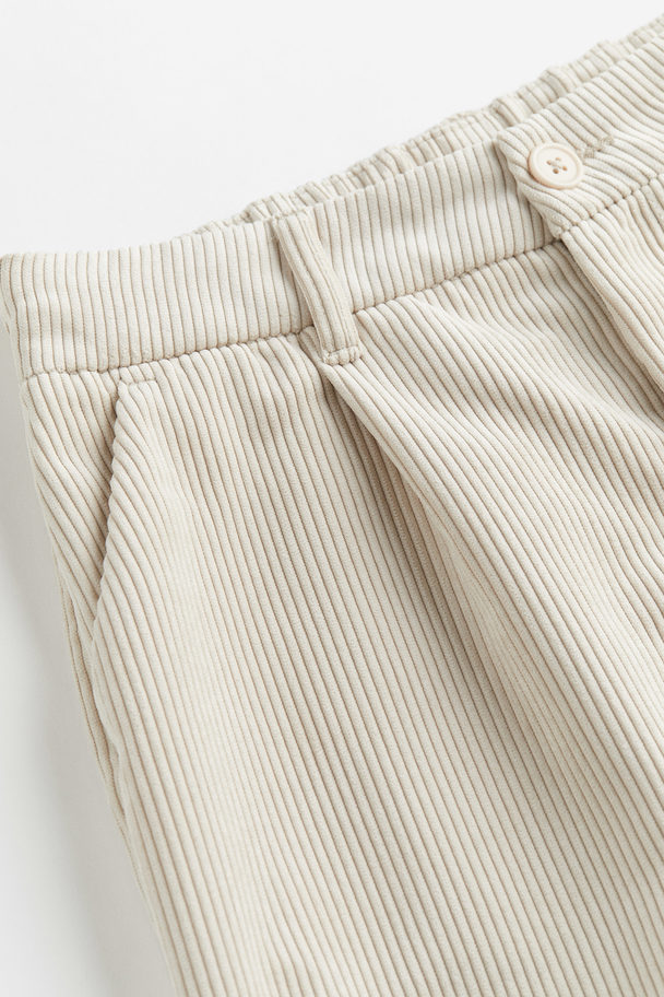 H&M Wide Corduroy Trousers Light Beige