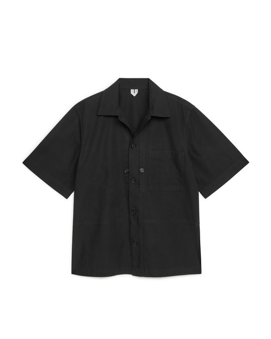 Arket Short Sleeve Ripstop Overshirt Black