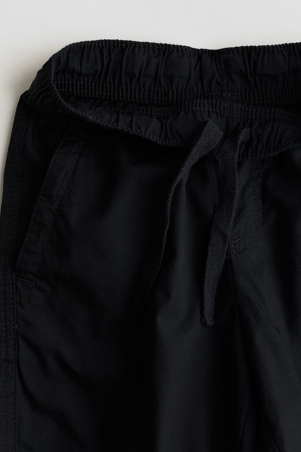 H&M Cotton Pull-on Shorts Black