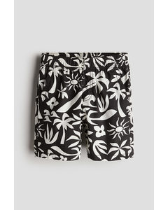 Cotton Pull-on Shorts Black/patterned