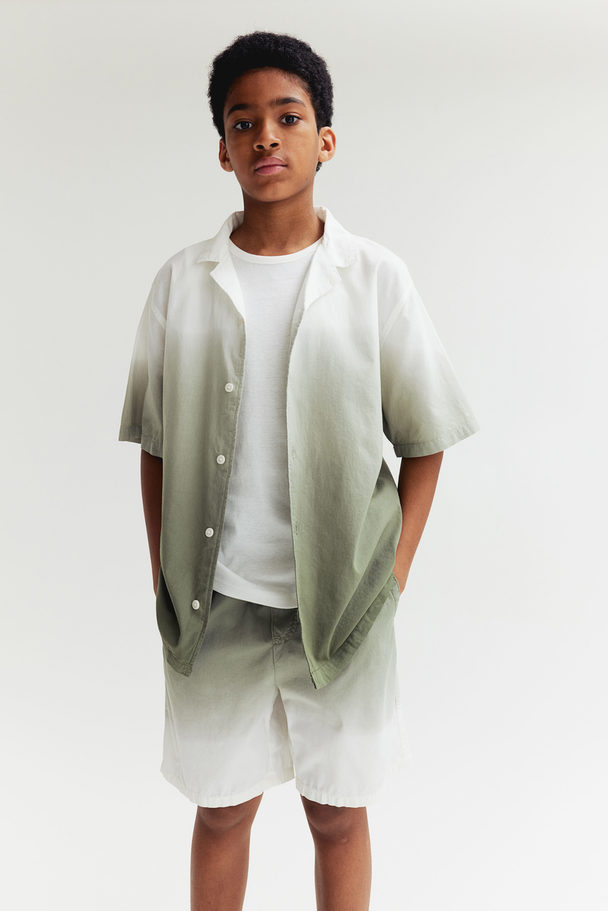 H&M Cotton Pull-on Shorts Khaki Green/gradient