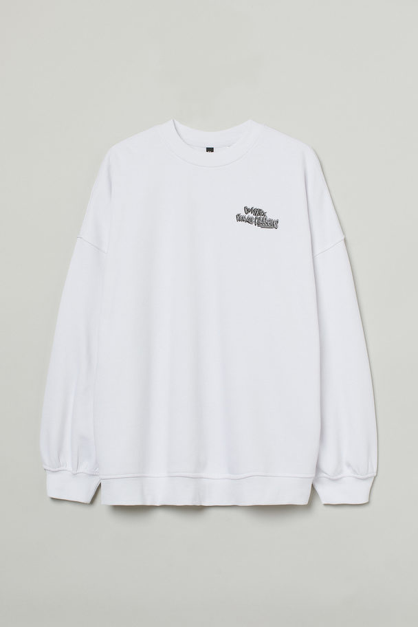 H&M H&m+ Oversized Sweatshirt White/maeve