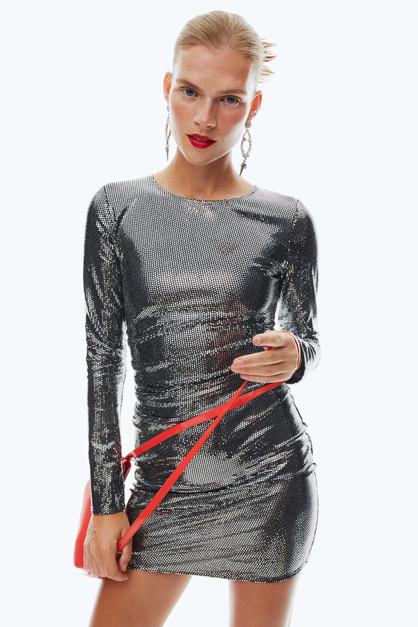 H&M Sequined Bodycon Dress Silver-coloured
