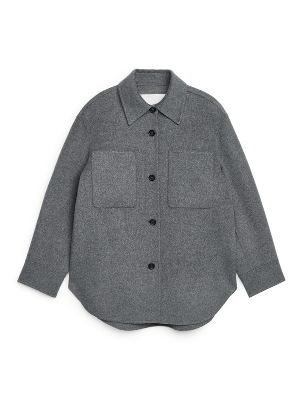 Arket Relaxed Wool Overshirt Grey