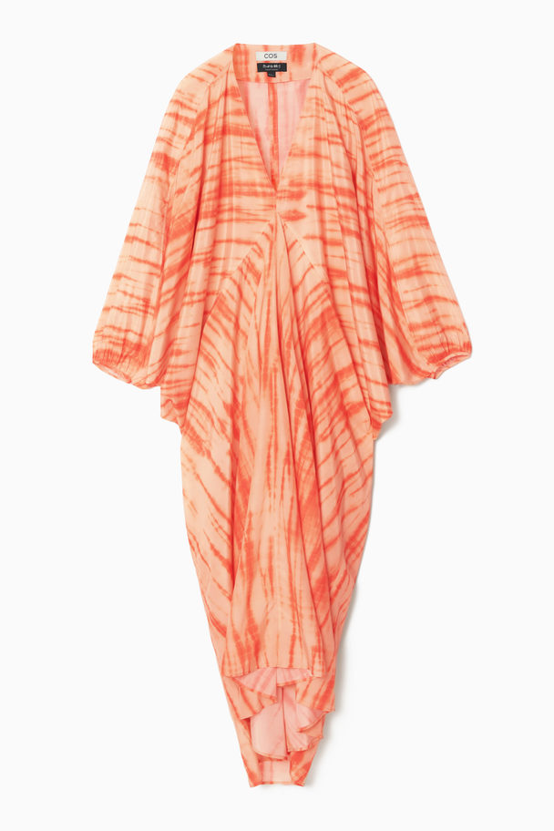 COS Oversized Silk Kaftan Dress Orange