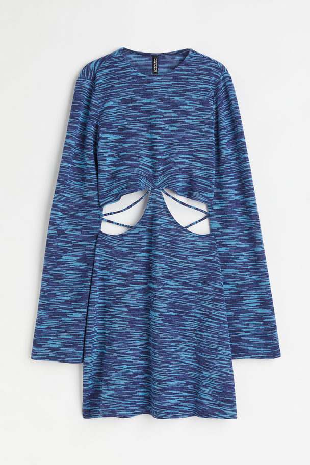 H&M Fine-knit Dress Dark Blue/patterned
