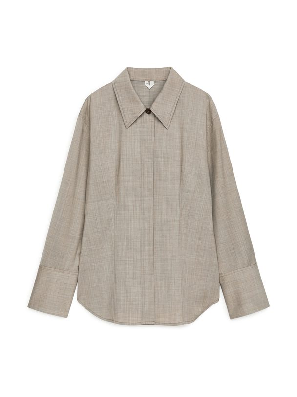 Tailored Wool Blend Overshirt Beige - bestellen vanaf 70 € | Afound