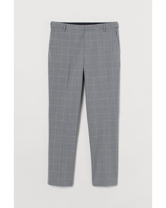 H&M Slim Fit Cigarette Trousers Grey/checked