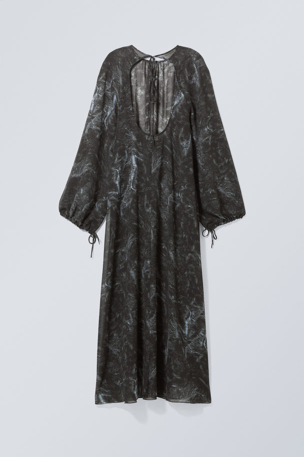 Weekday Maeve Oversized Dress Black Printed Lace