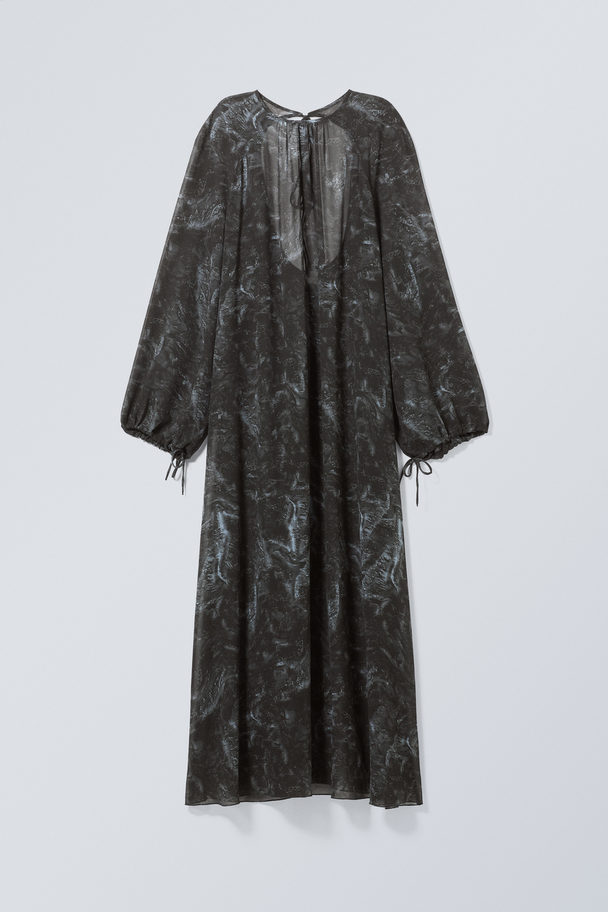 Weekday Maeve Oversized Dress Black Printed Lace