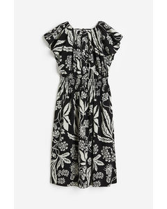 Crinkled Cotton Dress Black/patterned