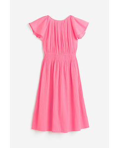 Crinkled Cotton Dress Pink