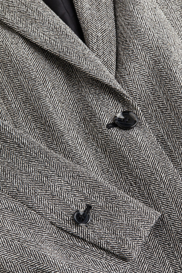 H&M Single-breasted Blazer Grey/herringbone-patterned