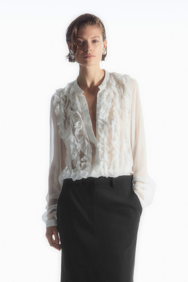 COS Sheer Ruffle-detail Blouse White