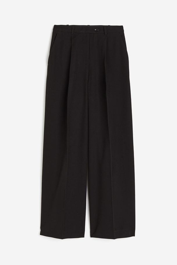 H&M Wide Twill Trousers Black