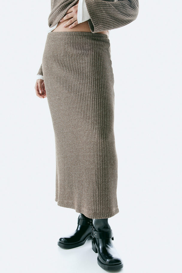 H&M Ribbed Skirt Brown Marl