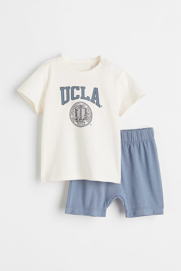 H&M Natsæt Med Tryk Creme/ucla