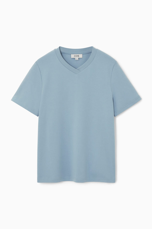 COS Boxy V-neck T-shirt Light Blue