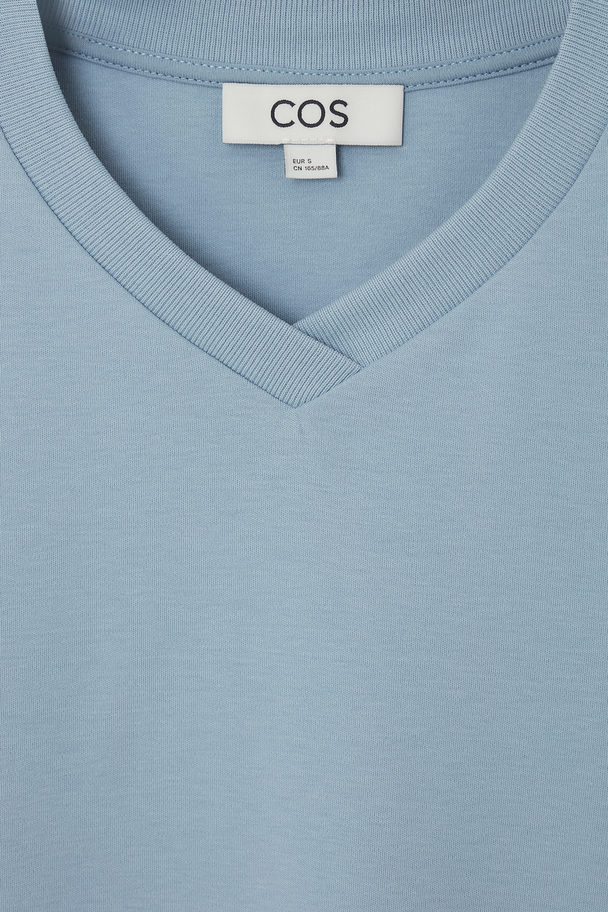 COS Boxy V-neck T-shirt Light Blue