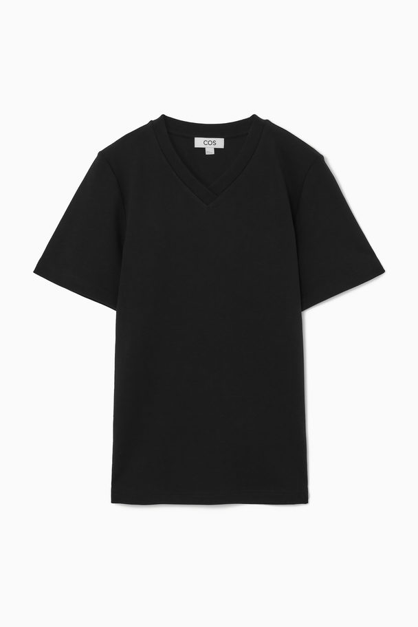 COS Boxy V-neck T-shirt Black