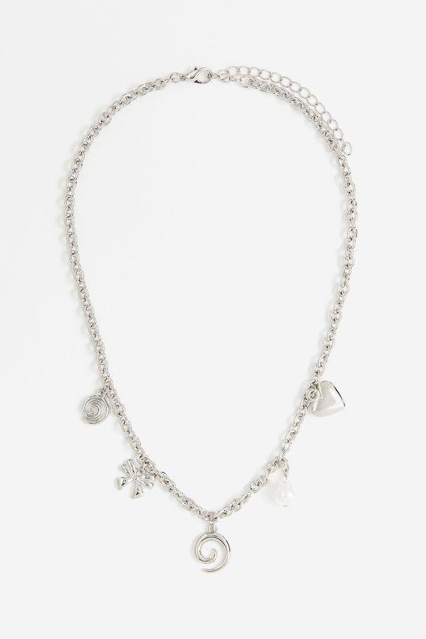 H&M Pendant Necklace Silver-coloured/swirls