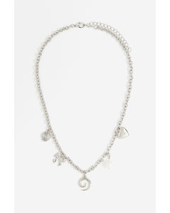 Halskette mit Anhänger Silberfarben/Wirbel