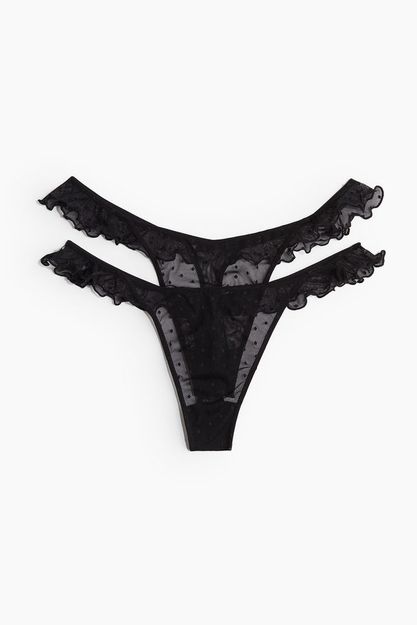 H&M 2-pack Mesh Thong Briefs Black