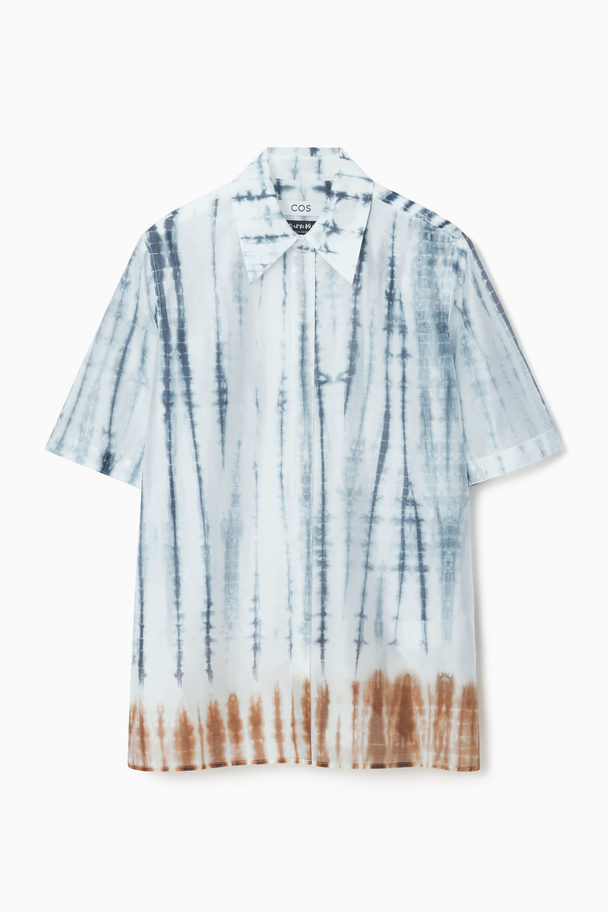 COS Relaxed Short-sleeved Shirt White / Blue