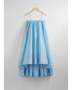 Tiered Sleeveless Midi Dress Light Blue