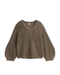 Glittersweater I Mohairblanding Mørk Gråbrun