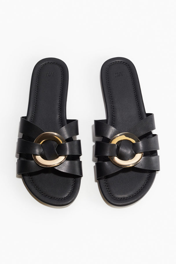 H&M Intertwined-strap Sandals Black