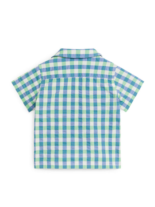 ARKET Hemd aus Seersucker Grün/Blau