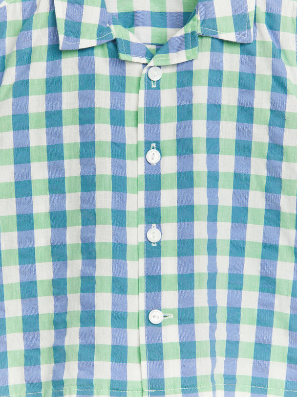 ARKET Seersucker Shirt Green/blue
