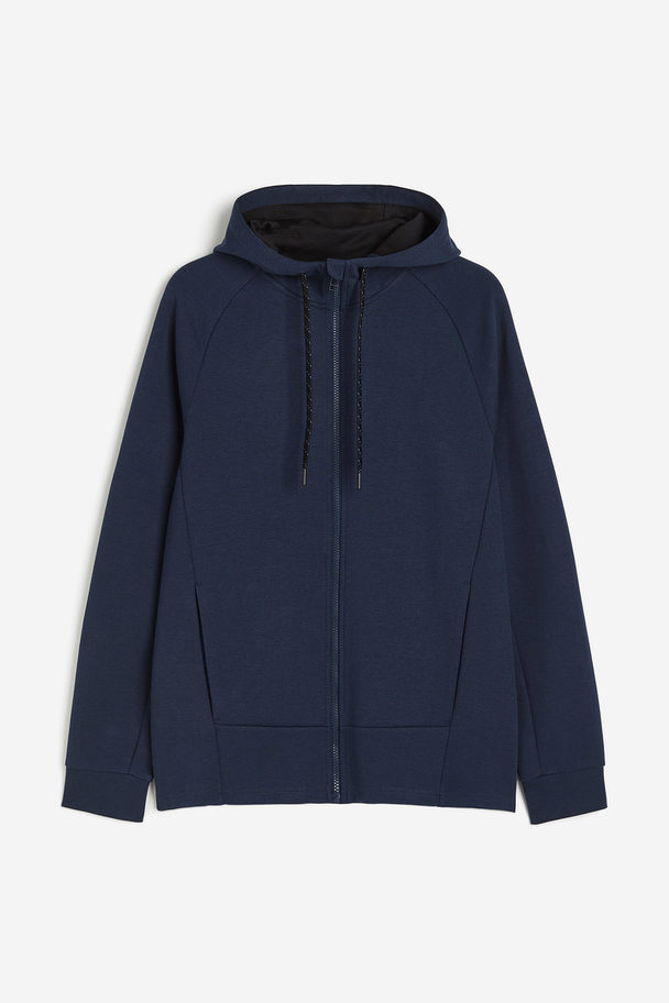 H&M Drymove™ Zip-through Training Tech Hoodie Navy Blue