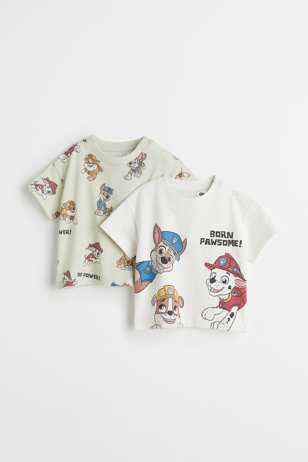H&M Set Van 2 T-shirts Met Print Licht Pistachegroen/paw Patrol