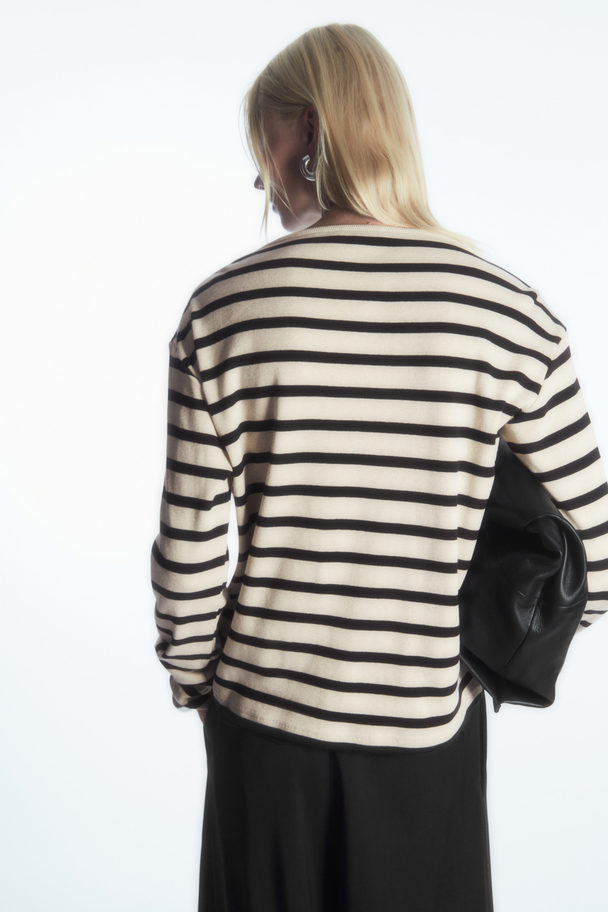 COS Striped Boat-neck Long-sleeved Top Navy / White / Striped