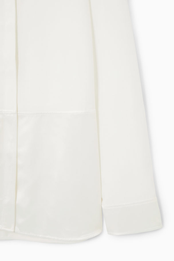COS Oversized Satin-panelled Shirt Ivory