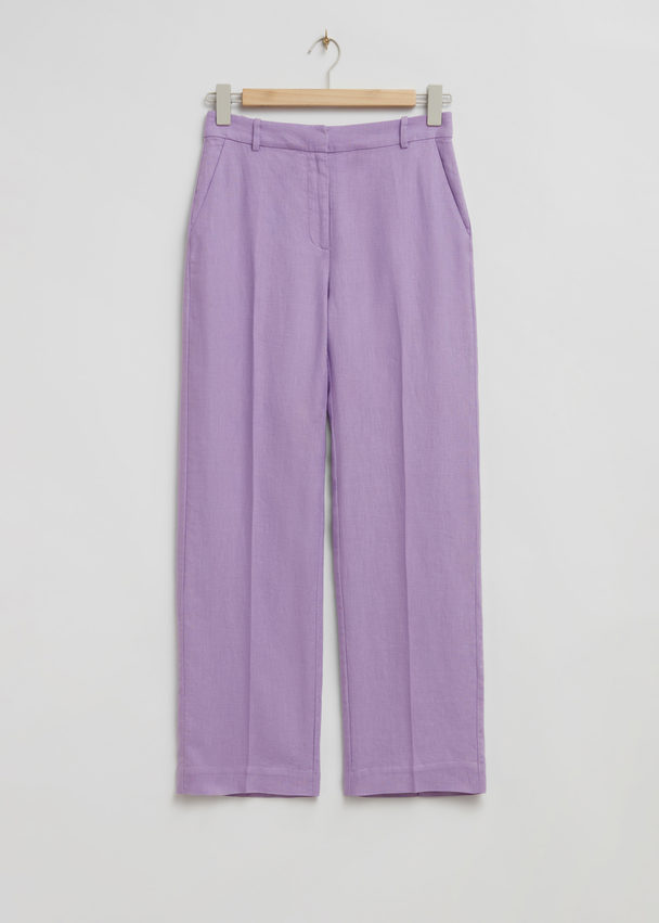 & Other Stories Straight Press Crease Linen Trousers Lilac