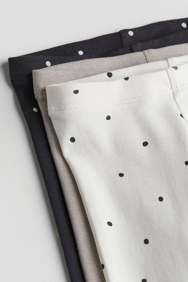 H&M 3-pack Cotton Leggings Dark Grey/spotted