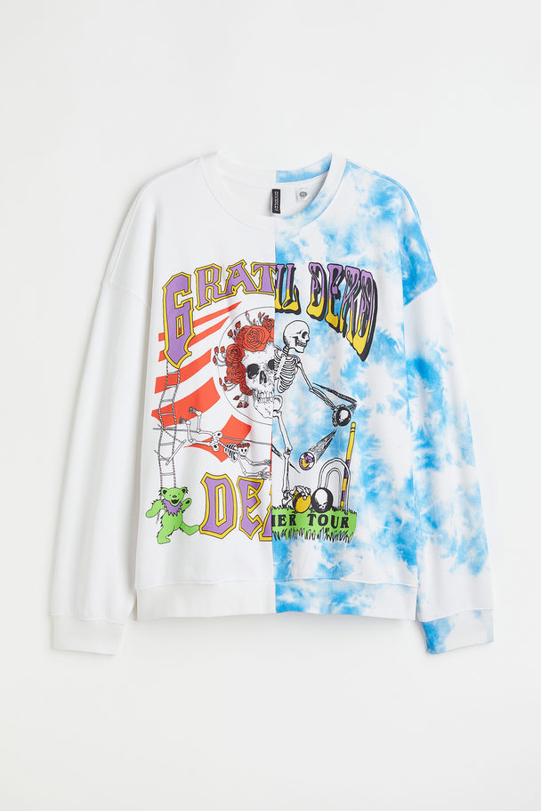 H&M H&m+ Sweatshirt Med Trykk Hvit/grateful Dead