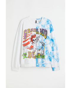 H&m+ Sweatshirt Med Tryk Hvid/grateful Dead