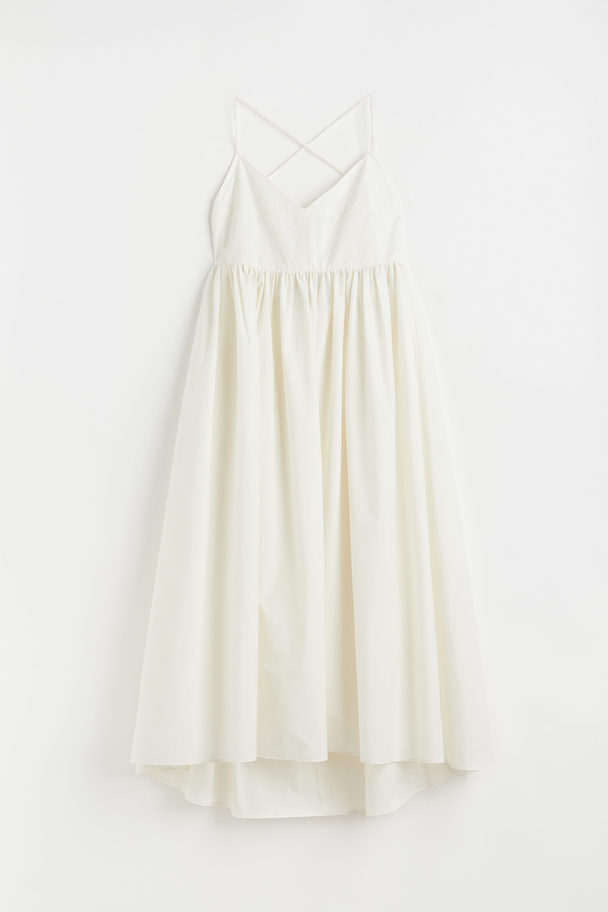 H&M Baumwollkleid mit V-Ausschnitt Weiß