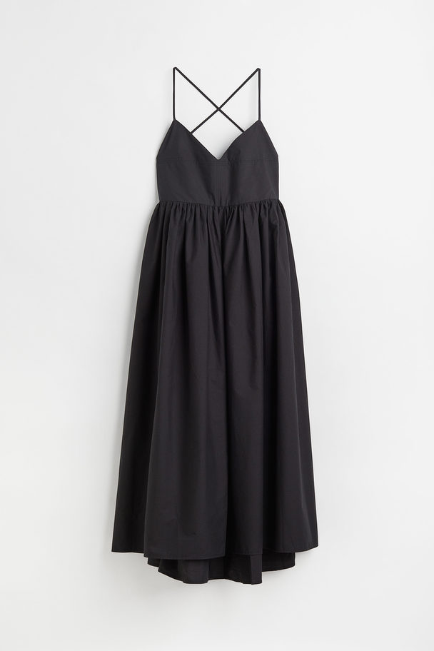 H&M V-neck Cotton Dress Black