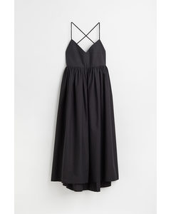 V-neck Cotton Dress Black