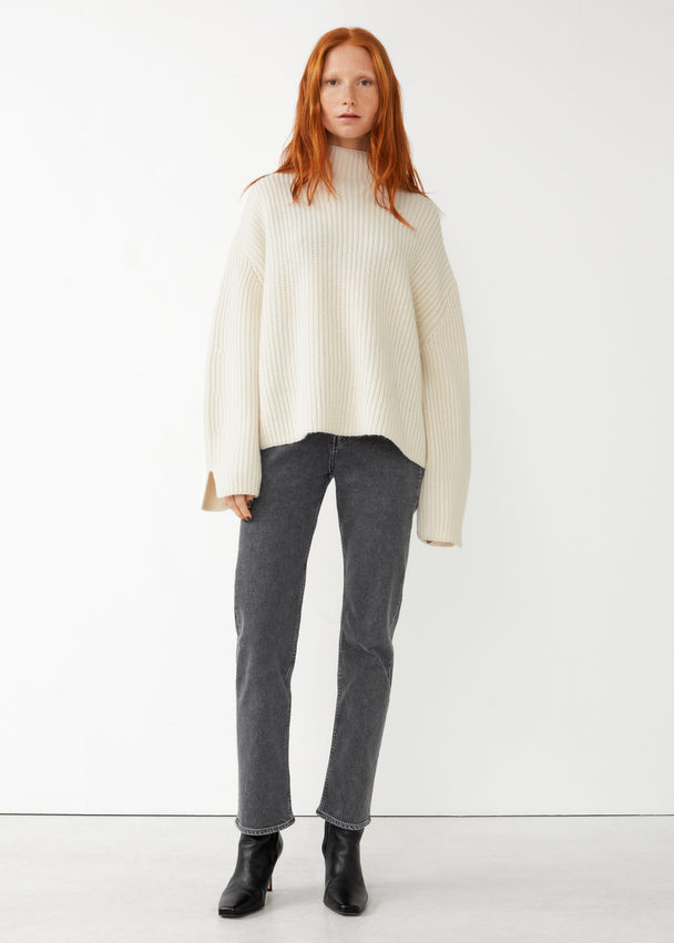 & Other Stories Oversized Wool Knit Jumper White