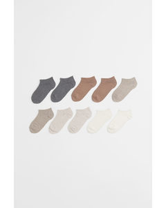 10-pack Trainer Socks Natural White/beige/grey