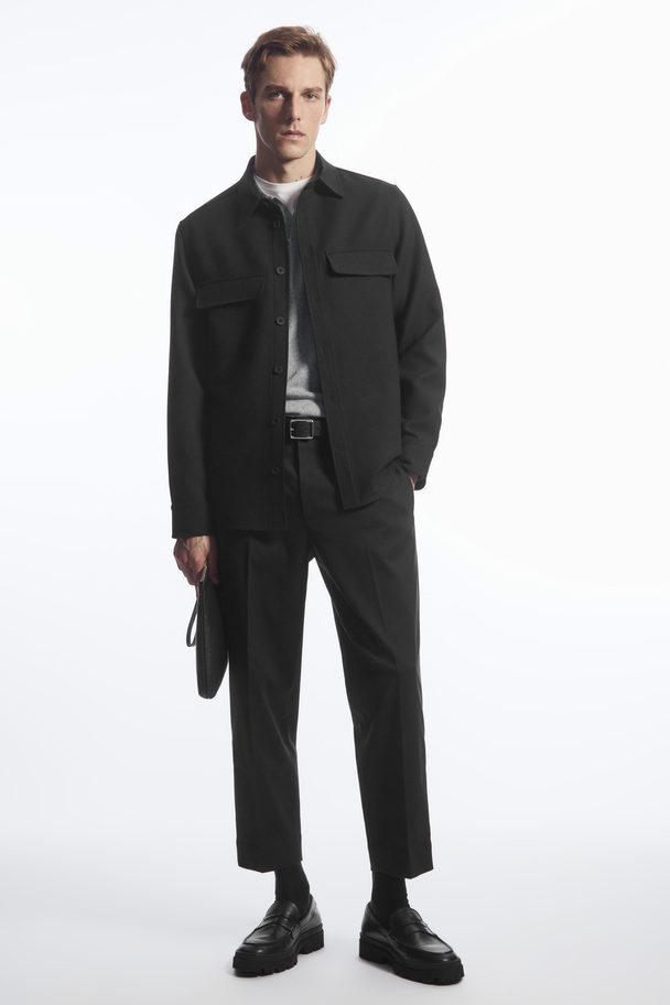 COS Cropped Straight-leg Twill Trousers Black