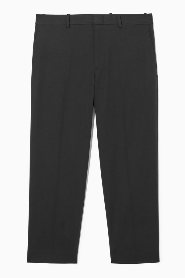 COS Cropped Straight-leg Twill Trousers Black